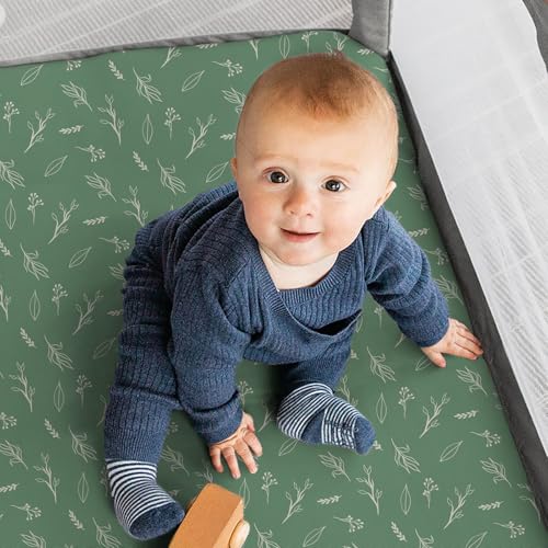 Image of Stretch Fitted Bassinet Sheet Set BROLEX 2 Pack Cradle Sheets for Bassinet Pad /Mattress,Unisex Boys Girls,Ultra Soft,Sika Deer Foliage