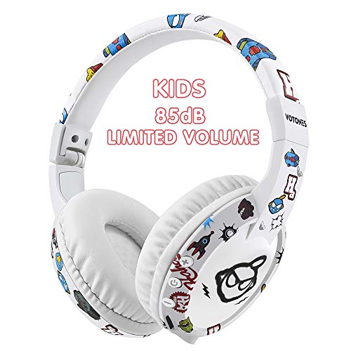 VOTONES Casque Bluetooth Pliable Bluetooth 5.0 avec Suppression de Bruit pour Enfants, 85 DB Limitation de Volume Casque sans Fil Compatible avec iPhone/iPad/Smartphones/Ordinateur Portable/PC/TV