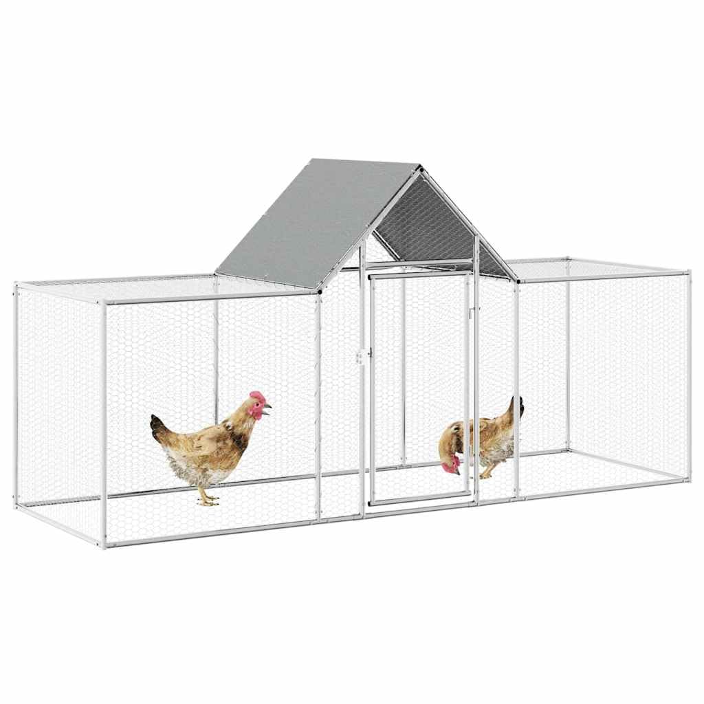 Gallinero de 3 x 1 x 1,5 m de acero galvanizado con techo impermeable, espacioso cercado para aves de corral, resistente a la intemperie con puerta con cerradura, adecuado para pollos, patos