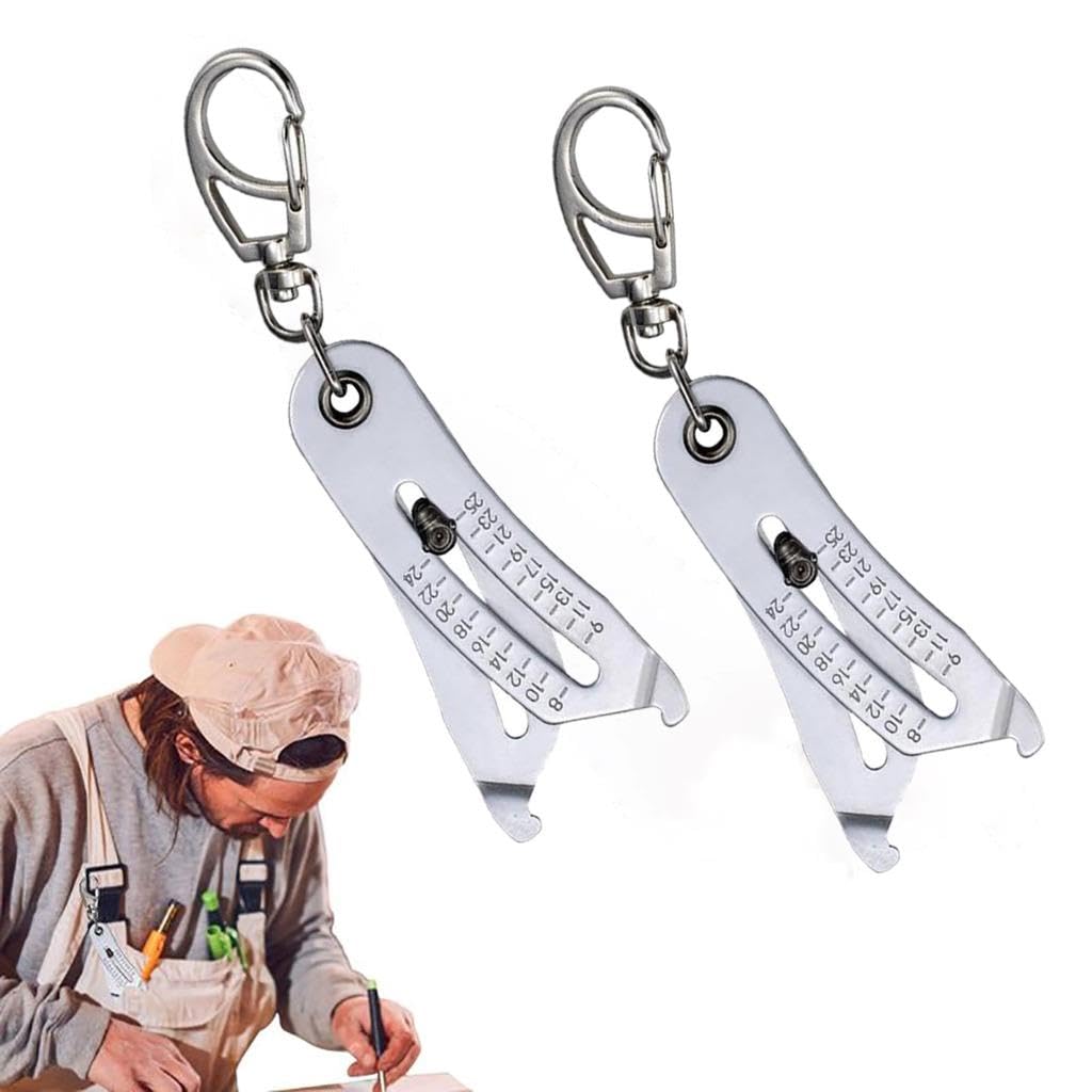 Qxiao 2Pcs Portable Precise Thread Size Checker Keychain Nut & Bolt Thread Size Verification Tool Inch & Metric Thread Gauge Verification Tool Bolt Size Finder Tool For Hand Fast And Precise Measurement