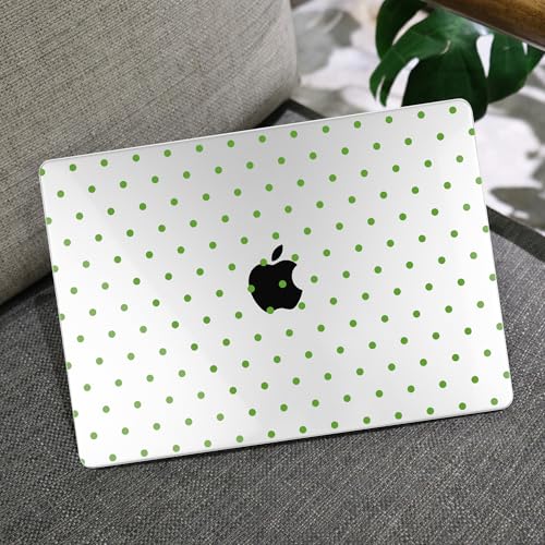 Image of MEEgoodo Case for M5 /M4 /M3 /M2 MacBook Air 13 inch 2026 2025 2024 2022, Fit Model A3449 /A3240 /A3113 /A2681, Case Compatible with MacBook Air 13.6-inch, Green Polka Dots