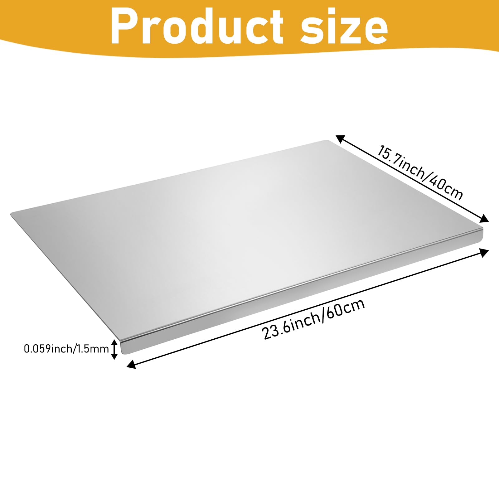 Rainmae Edelstahl Schneidebrett 60x40 Cm – Beidseitig Nutzbar, Spülmaschinenfest, Für Fleisch, Teig & Gemüse