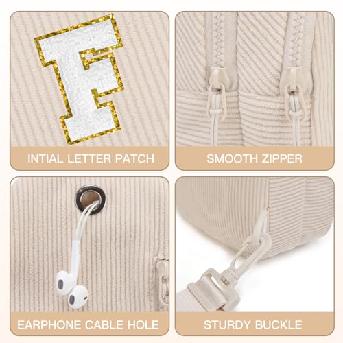 Image of Viverte Small Corduroy Sling Bag Initial Crossbody Bag Fanny Pack for Girls Personalized Birthday Gifts for Teen Girls Gifts