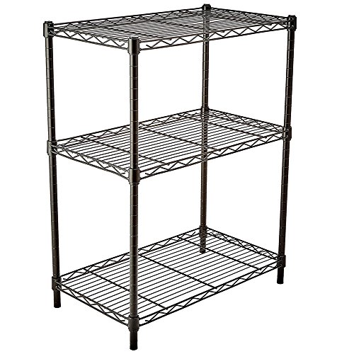Bonnlo Küchenregal mit 3 Gitterböden und Höhenverstellbaren Einlegeböden, Metallregal, Lagereinheit, Küchenregal, Kellerregal, Badregal, Eisen ​Material mit hoher Stabilität, 60 x 35 x 85cm,Schwarz