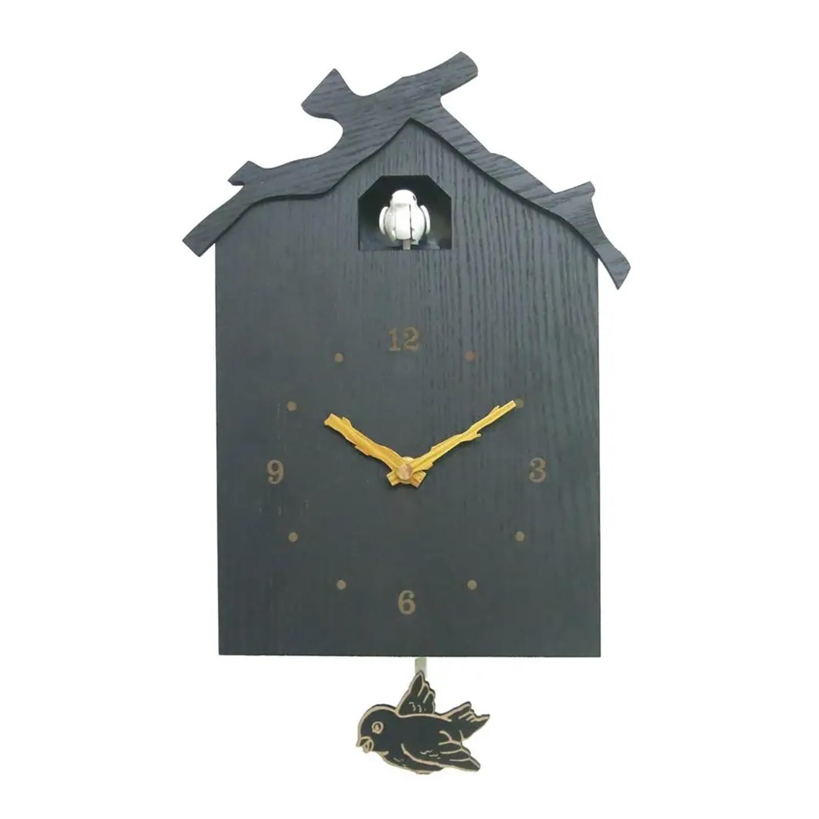 CGRSDSD Cuckoo Clock Black Wooden Cuckoo Clock Living Room Swing Wall Clock Bird Alarm Watch Children Home Day Time