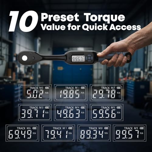 Image of 3 /8 Torque Wrench Digital (5.02-99.6 Ft.Lb) ±2% High accuracy Digital Inch Pound Torque Wrench 3 /8 Drive with Buzzer and Colorful LED Indicator /Track Mode for Moto Auto Car