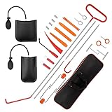 LEAMEERY 28 piezas kit de emergencia para automóvil con cuña Ventana automóvil, Bomba Bolsa aire, agarrador Largo alcance, herramienta extracción recorte automático orange-28