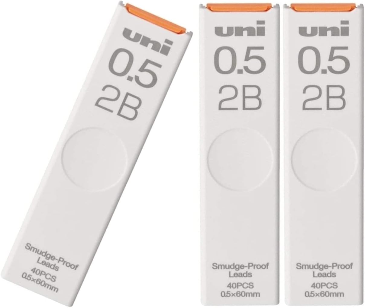 , Uni Mechanical Pencil Core Lead Refill Smudge-Proof 0.5 2B Sliding Case UL-S-0.5-402B 3 Packs 120pcs With Kanji LOVE Sticker