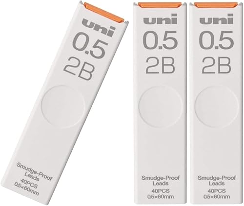 Miniatura 1 de Uni Japan, Uni - Recambio de núcleo de lápiz mecánico a prueba de manchas 0.5 2B Estuche deslizante UL-S-0.5-402B 3 paquetes de 120 piezas con