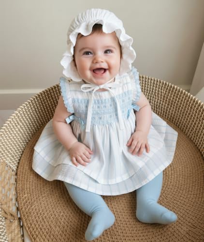 Image of DRESHOW BQUBO Baby Bonnet Lace Cotton Baptism Bonnet for Baby Girls Newborn Soft Warm Cap Hospital Hat Sleepy Hat with Tie