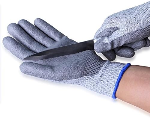 Maxfresh PU Coated Cut Resistant Gloves, Non-slip, Machine Launderable, Food-Grade, Ideal for Construction, Woodworking, Glass, Steel, Sheet Metal and Machinery Industry (XXL)