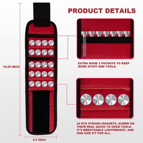 Magnetic Wristband For Holding Screws, Wrist Magnet Tool Holder, Electrician Tech Geek Mechanic Robotics With Strong Magnets For Holding Screws Nails Drilling Bits, Gadgets For Men Tool Gift #TOP4