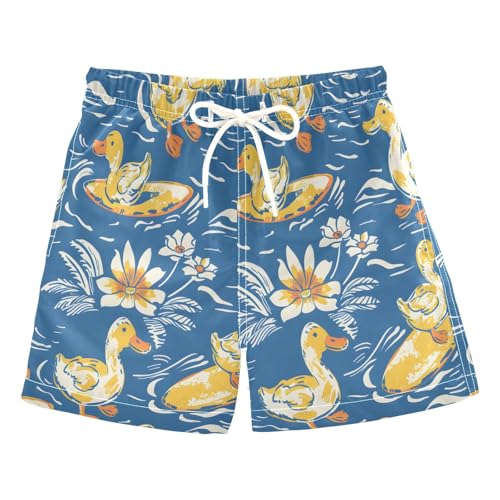 Boys Swim Trunks Toddler Swim Shorts Little Boys Swimwear Duck Surfboard Bathing Suit Swimsuit Multi