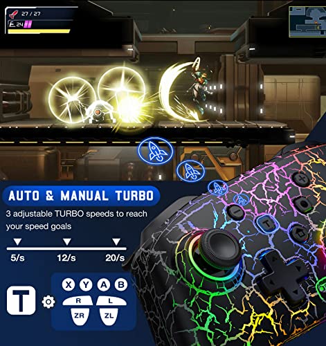 Switch Controller, Gammeefy Wireless Switch Pro Controller For Nintendo Switch/Lite/Oled, 9 Color Adjustable Led Switch Remote Compatible With Windows Pc/Android/Ios With Programmable Function (Black) #TOP4