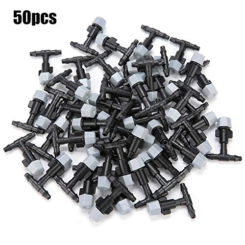 50pcs Tee Joint Micro Drip Irrigation System Hose Connectors Watering Garden Drippers Garden Hose Connectors
