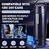 Vacuum Insulated Car Electric Kettle,Miicasa Stainless Steel Tumbler Car Water Heater,12V/24V Water Boiler with 6 Temperature and Auto Shut-Off Boil Dry,16oz