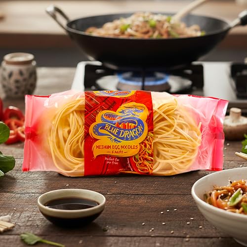 Image of Blue Dragon Egg Noodle Medium | No Preservative & Artificial Color | Eggs, Wheat, SOYA, Peanuts and Nuts | Egg Noodle Packet - 300gm(Pack of 2)