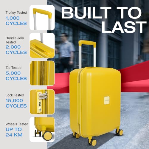 Image of American Tourister Zenrix | Cabin Trolley Bag (55 cm) | 360 8 Wheel Travel Luggage | Hard Case Polycarbonate Suitcase | Recessed TSA Lock | Yellow & Pale Yellow