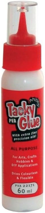Anita's Tacky Poly Vinyl, PVA Craft Glue, 60ml, Ideal For Paper Crafting, All-Purpose Adhesive With Strong Tack, For Wood, Paper, Card, Leather, Foam, Fabric, Can Be Used For Making Slime, Dries Clear