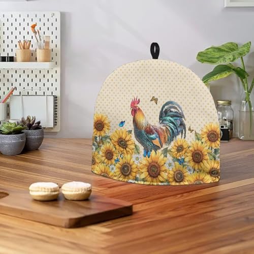 Image of Teapot Cozy Large Tea Cozies Insulated Keep Tea Warm Tea Pot Cozies Teapot Dust Cover Perfect for Teapot British Home Kitchen Table Decorative, Rooster Sunflower Polka Dot