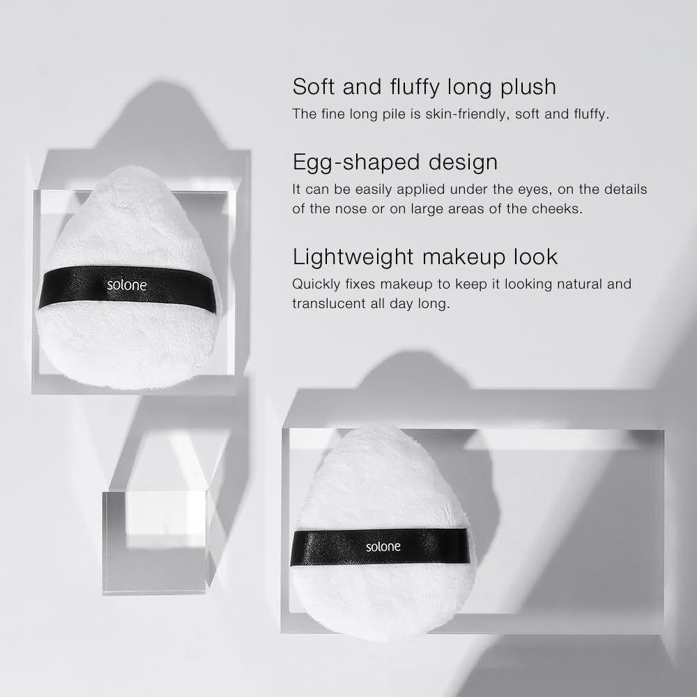 Solone Juego de 6 esponjas de maquillaje y polvos esponjosos – Esponja licuadora perfecta para base, corrector, crema BB y polvo para polvo suelto/fijador y control de aceite; apto para principiantes