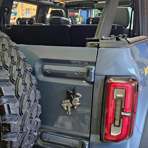 Add-A-Saquatch to Your Bronco,3D Tailgate Emblem Overlay for SUV - Universal Fit 3"x4" Raised Design, Black Automotive Decor with Tape (Riding Horse Set - B, Black) — view 5