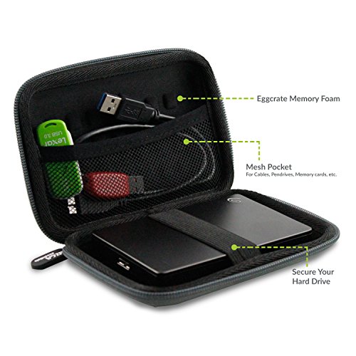 Gizga Essentials External Hard Drive Case for 2.5-Inch Hard Drive - Double Padded (Gray)
