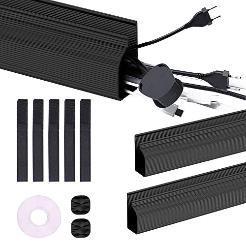 J Channel Cable Raceway Kit - 31 inch Desk Cable Concealer - Cord Management System for Home & Office - 2 X L15.6in X W2.4in X H1.1in