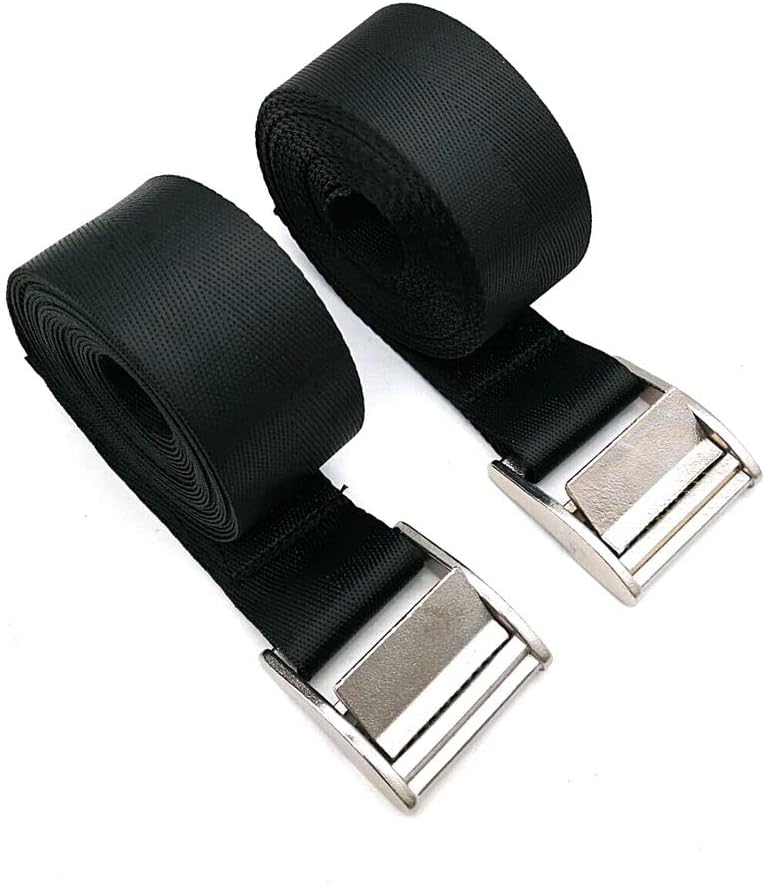 jingyi JY-Marine 12' x 1-1/2" Lashing Strap Cargo Tie Downs,Stainless Steel 316 Heavy Duty Casting Buckle, Durable Black Polyester Tie-Down Ratchet Straps,Tie Down Motorcycles, Trailer Loads, 2Pack