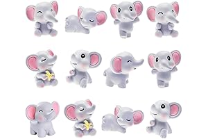 MAOMIA Mini Elephant Figurines,12 Piece Collectible Set