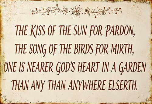 Kiss of the Sun Religious Garden Sign 14x20 CM, Christian Poem Yard Decor for Outside, Heavy Aluminum Rustproof Vintage Gardening Gift for Women