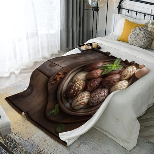 Couverture de Lit en Flanelle Douce Brun Chocolat Impression 3D - 5