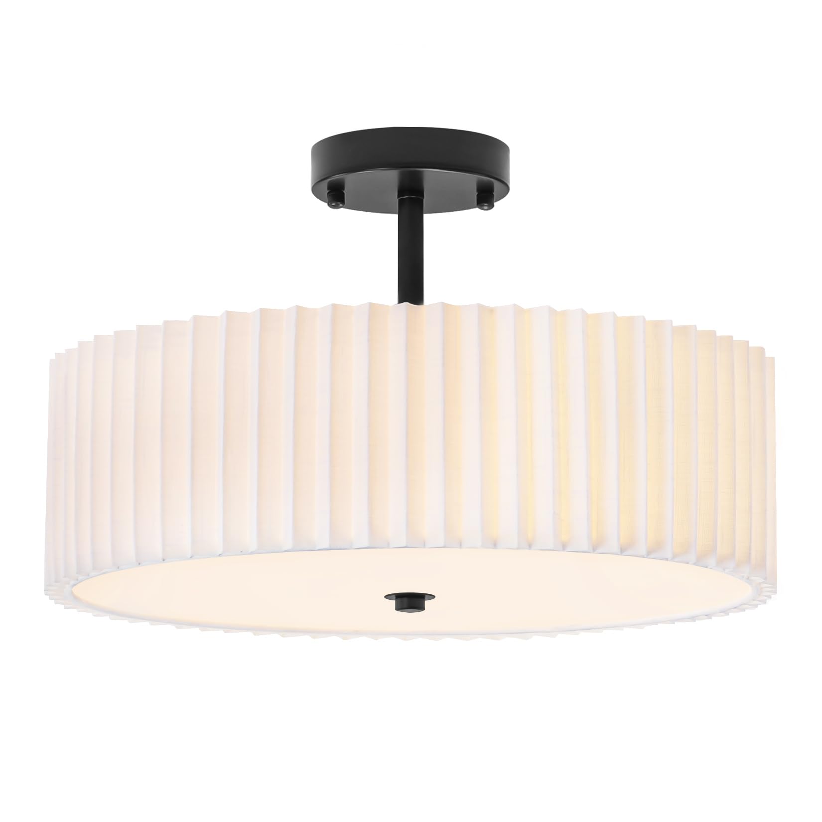 Photo 1 of ****FACTORY SEALED****
Bargeni 16.5 Inch Semi Flush Mount Ceiling Light,3 Light Modern Black Ceiling Light Fixture with Pleated Fabric Shade,Flush Mount Light Fixture for Bedroom,Living Room,Hallway,Dining Room
