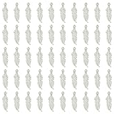 PATIKIL Feather Charm, 150Pcs Mini Feather Pendant Charm Bulk Metal DIY Dream Catcher for Jewelry Making Bracelets Earrings Necklace Crafts Keychain, Dark Silver