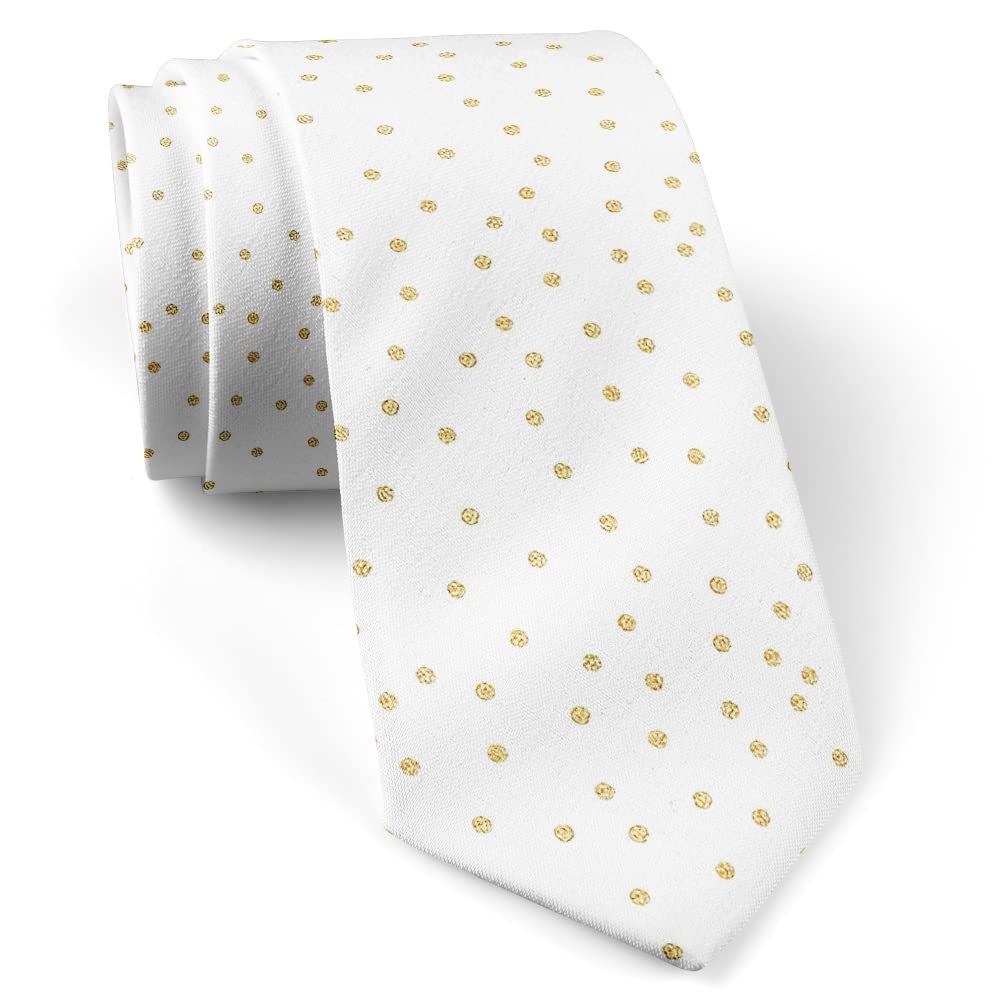 ( Gold Shimmer Polka Dot ) Fashion Novelty Necktie, Conversation Neckwear Ties Great for Party and Events