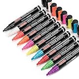 ZEYAR Liquid Chalk Marker Wet Erase Marker, Reversible Tip- Bullet & Chisel: 4mm&2.5mm, 10 Colors, Writes on Nonporous Chalkboards, Bistro Boards, Windows and Plastic (10 Fluorescent Colors)