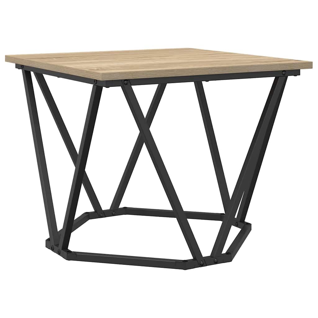 Juego de mesa de café de 3 piezas, 50 x 50 x 40 cm, roble Sonoma, aspecto de madera maciza y acero, diseño moderno, robusto y compacto, para salón, balcón u oficina