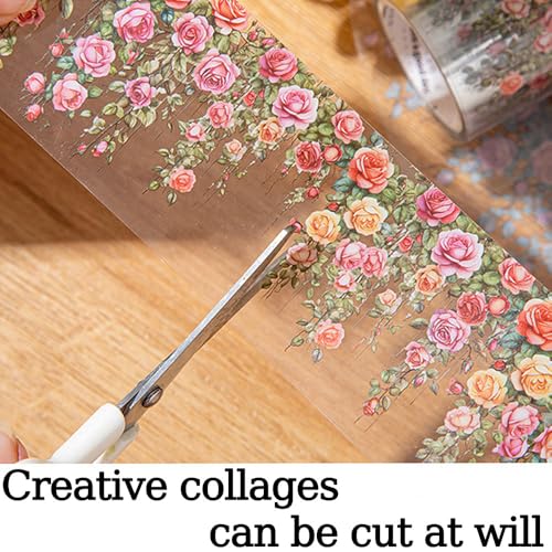 Cinta washi floral autoadhesiva con diseño de rosas en relieve visual 6