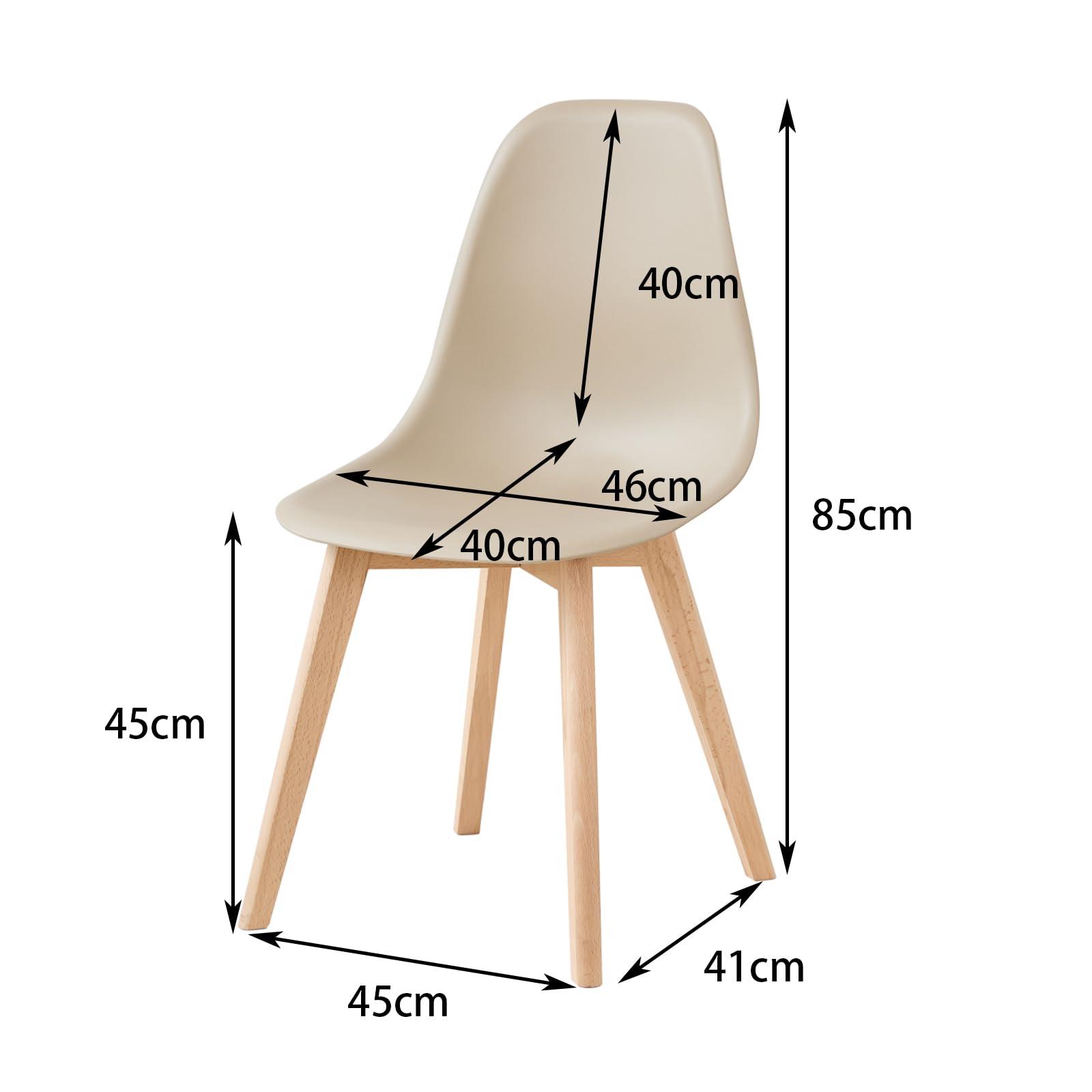 Set di 4 Sedie da Pranzo, Sedie da Ufficio, Gambe in Legno Massello di Faggio, Ideali per Sala da Pranzo, Cucina, Soggiorno, Bar (Cachi/4)