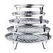 Produktbild 5 Stück Dünsteinsatz Edelstahl Edelstahl Dampfgarer Dampfgareinsatz Runde Stand Dampf Regal Steaming Rack, mit 7 Zoll Edelstahl Grillzange,Für Hause Küche Restaurant 18/20/22/24/26cm