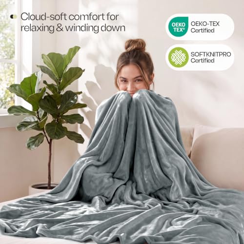 Image of Utopia Bedding Fleece Blanket Queen Size Cool Grey 250GSM Luxury Fuzzy Soft Anti-Static Microfiber Bed Blanket (90x90 Inches)