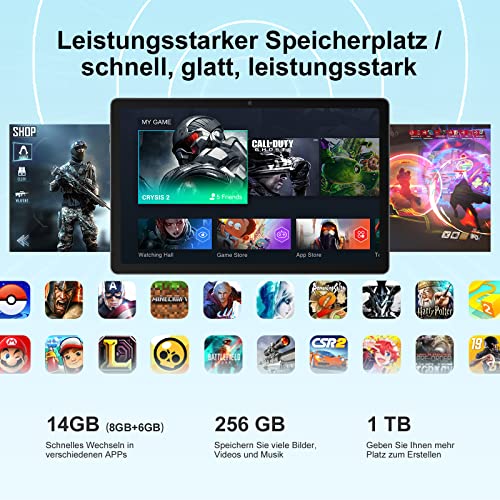 Blackview Tablet 10.36 Zoll Android 12 Tab 11 SE, Octa-core,14GB RAM+256GB ROM (1TB Erweiterung), 2K, 1200 * 2000 FHD+IPS,7680mAh, 8MP+13MP, Dual 4G/5G WLAN,Typ-C/Face ID/GPS/BT5.0, Grey – Bild 6