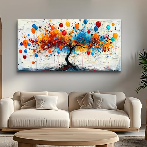 KELIYUAN Canvas Wall Art For Living Room Bedroom Wall Decor Home OfficeAbstract Tree Colorful Balloons Painting Bath Room Hallway Prints Artwork Picture Home Decoration Ready to hang 20x40 In