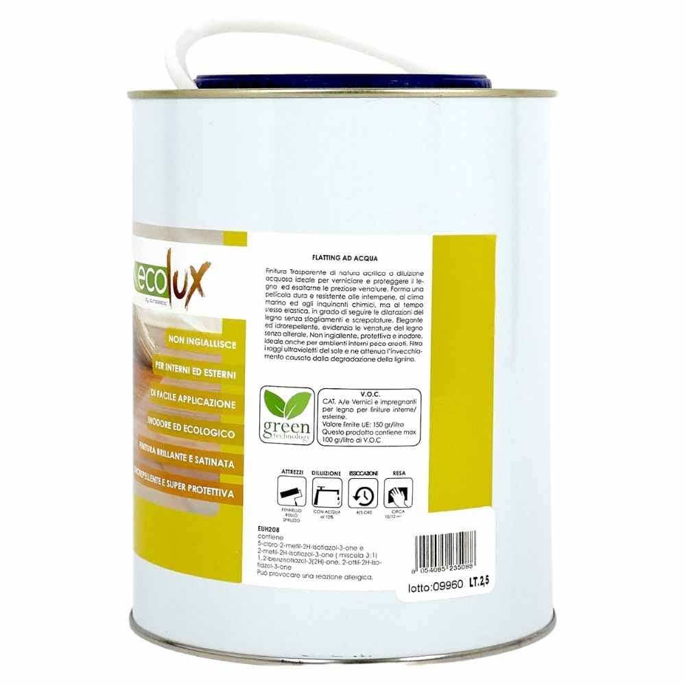 Ecolux Flatting Ad Acqua Ecologica Vernice per Legno
