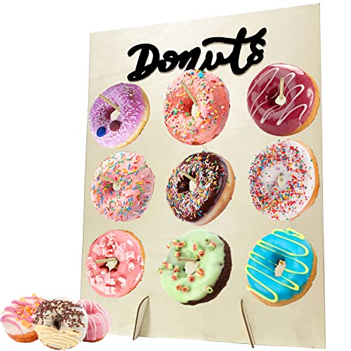 Support Donuts Bois,Mur de Beignet,Réutilisable Donut Stand Donut Présentoir Support,Anniversaires, Mariages,Fêtes, Anniversaires, Restaurants, Confiseries Peuvent être Utilisés Comme Décoration Cover