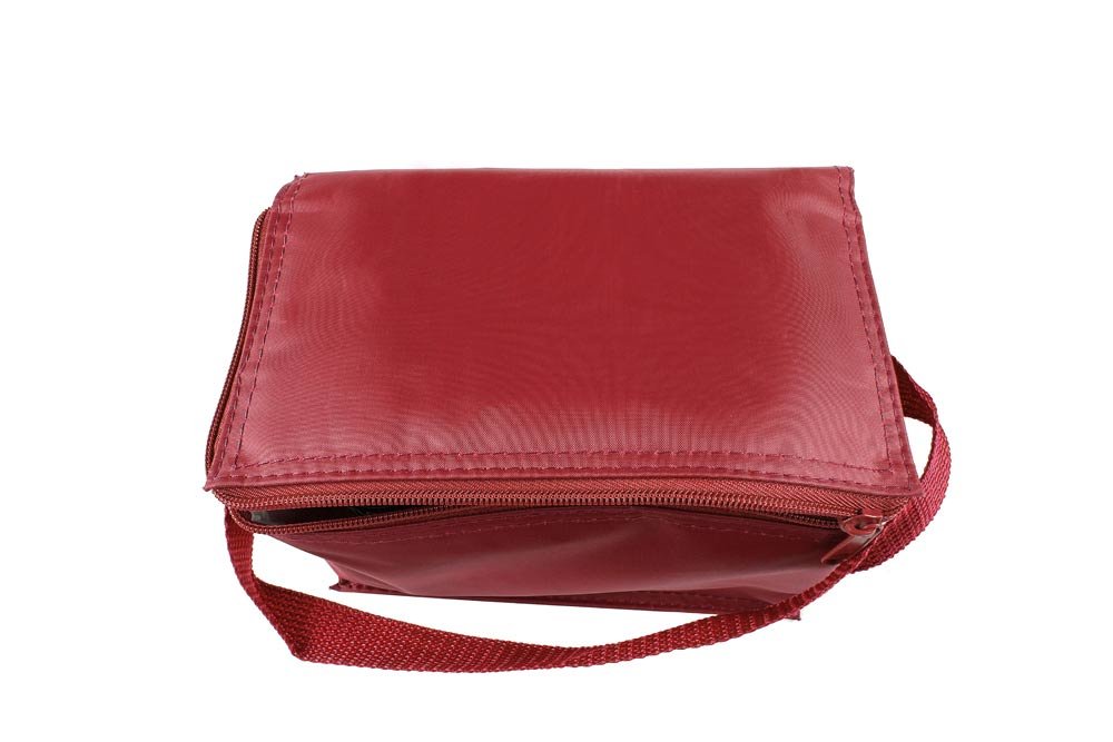 Thermal Insulated Portable Cool Canvas Stripe Lunch Picnic Totes Carry Case Bag (Small, Red) - Image 4