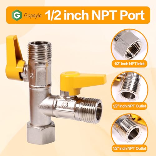 Image of RV 3-Way Bypass Valve 3 Port by-Pass Valve RV Winterizing Kit 1 /2 inch NPT Antifreeze Pump Converter Replacement for RV Water System