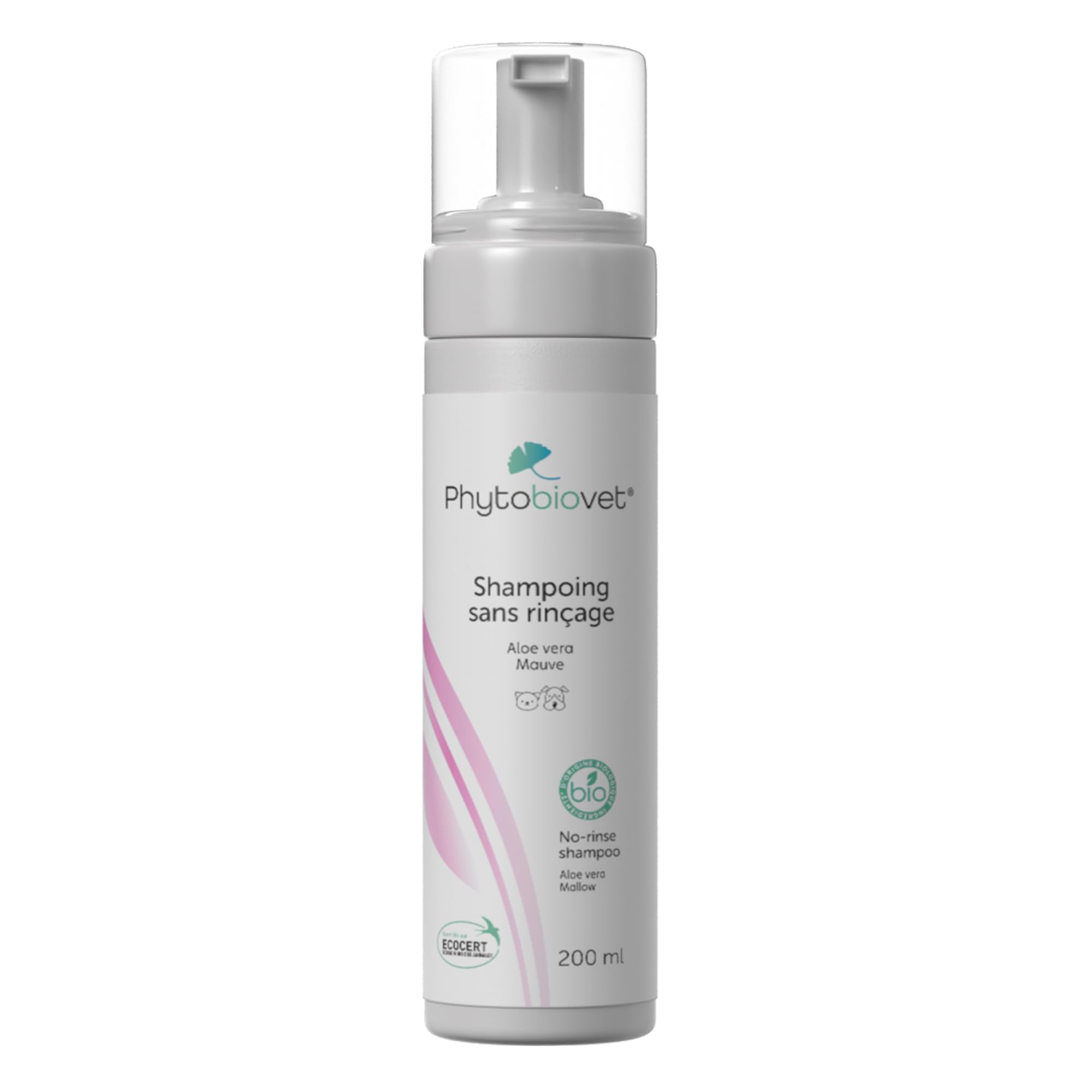 MP Labo Phytobiovet® Shampoing sans Rinçage pour Chien et Chat 200 ML - A l’Aloe Vera et à la Mauve - Labellisé Ecocert Ecosoin Bio des Animaux