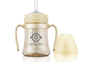 grosmimi Spill-Proof Sippy Cup with Straw for Toddlers (Yellow)