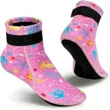 ADUDVLO Kids Neoprene Socks Water Socks Beach Booties 3mm Anti-Slip Wetsuit Footwear Fin Swim Sand Proof Socks for Child Swimming Surfing (UK, Age, One Size, Regular, 12-1 Big Kid, Rose Red)